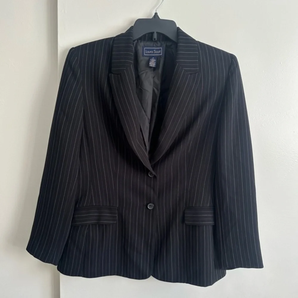 Laura Scott Black Pinstripe Blazer